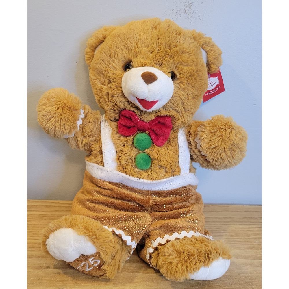 Holiday Time 2025 Snowflake Teddy Bear Gingerbread Boy Christmas Plush NWT
